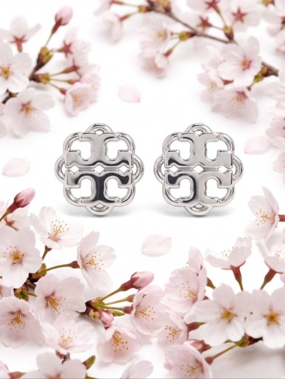 Tory Burch Flower Logo Stud Earrings